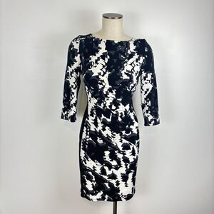 Lauren Ralph Lauren Women’s 4 Abstract Printed Jersey Sheath Dress Black White